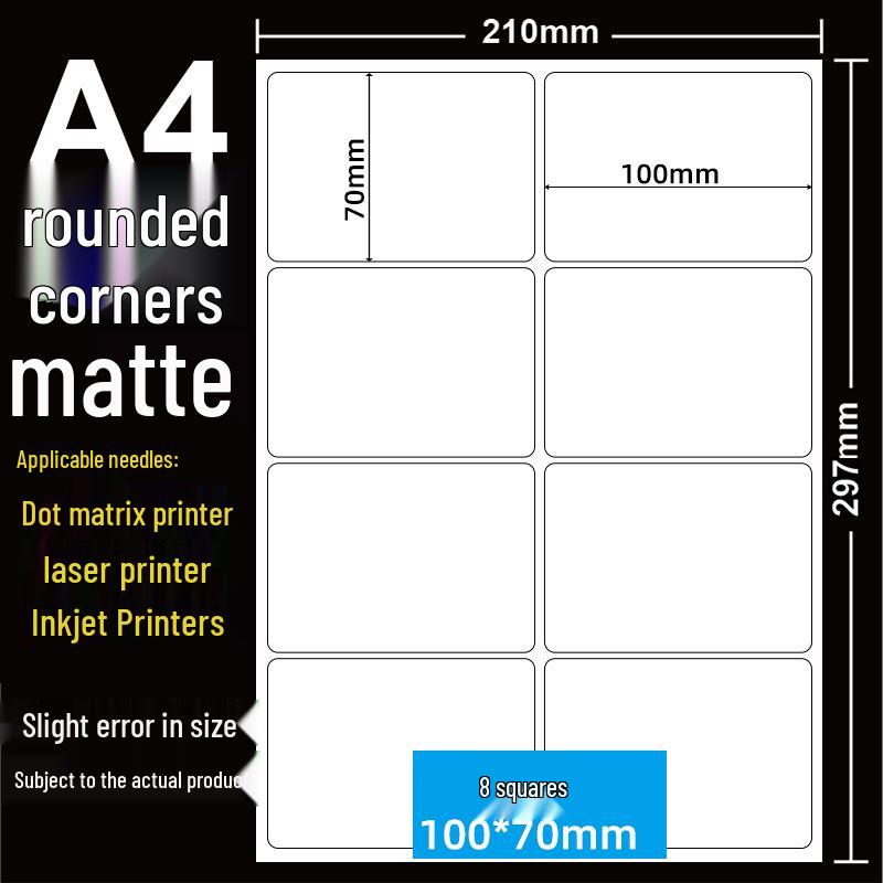 A4 Matte Self-Adhesive Printing Paper - 100 Sheets