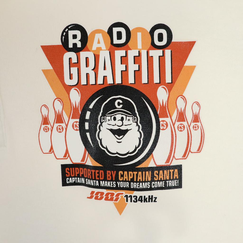 CAPTAIN SANTA Bowling print bag Short sleeve Polo shirt L off white Men's Used