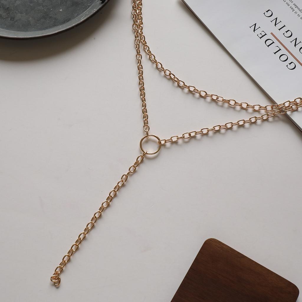 Europe, America, Retro Exaggerated Round Geometric Ring Necklace Women, Fashion Personality Hip-hop Long Necklace