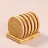 Simple Creative Bamboo Coaster Set, Round Heat Insulation Water Cup Pad, Tea Cup Holder, Eco-Friendly Table Decoration Accessory
