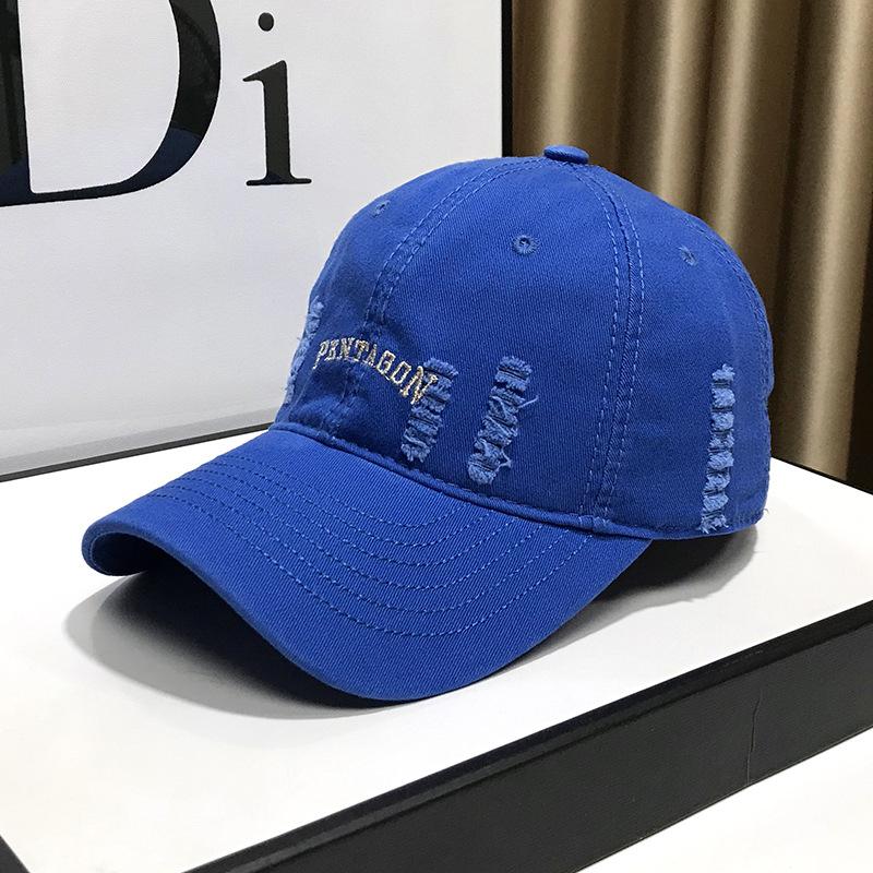 Soft Top Baseball Cap Men's and Women's Face Small Hole Hat Autumn Retro Black  Curved Brim Dome Cap