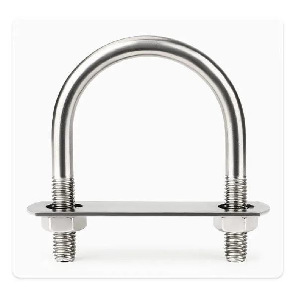 M6 M8 304 Stainless Steel U Type Bolts with Plate Nuts Round U Shape Pipe Clamp Clip U Type Tube Holder Fixed Buckle 2mm Plate