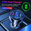 66W Car Charger QC 3.0 USB Car Charger Quick Charging Adapter 4-Port Phone Charger for IPhone Xiaomi Huawei