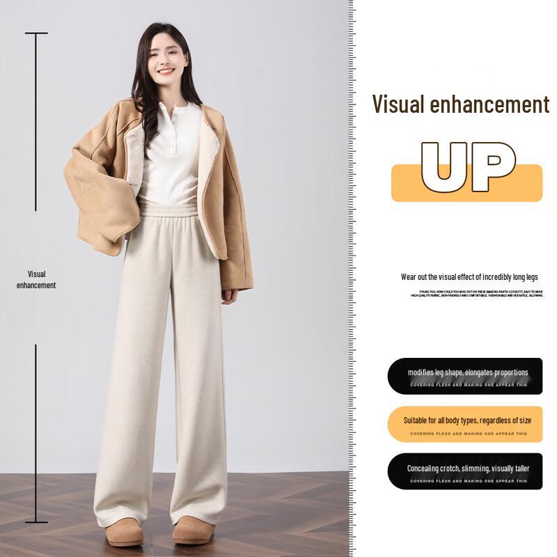 Hstyle Women's Wool Blend High-Waist Wide-Leg Trousers