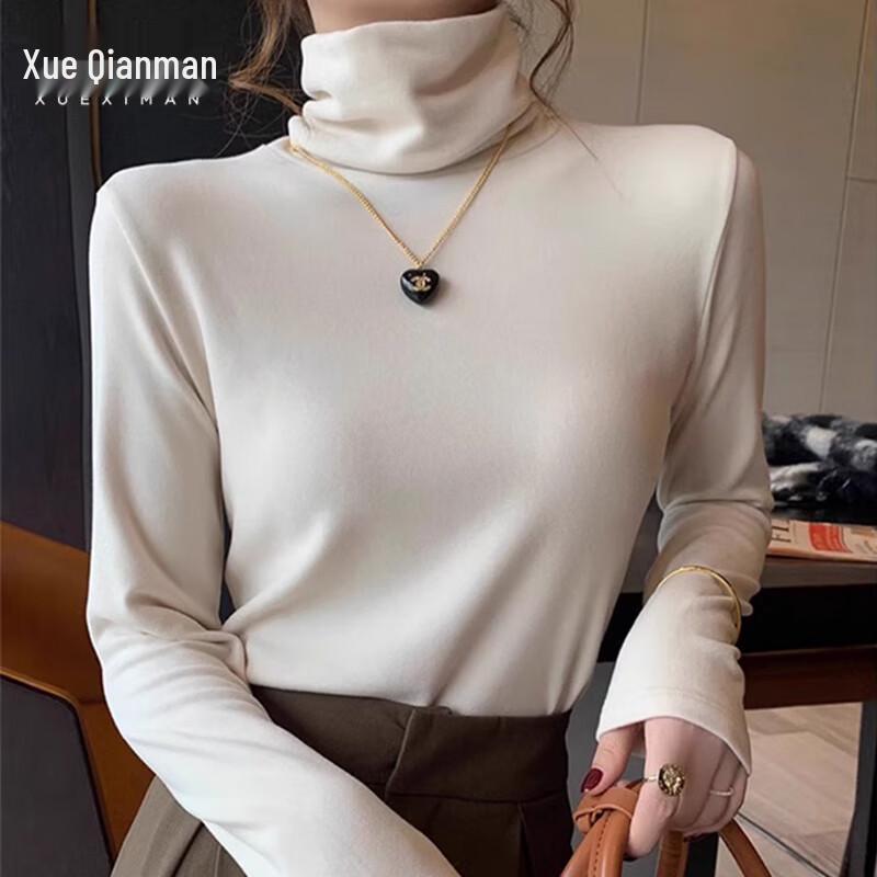 

Xueqiman Women s High-Neck Double-Brushed Fleece Long-Sleeve Base Layer Top M