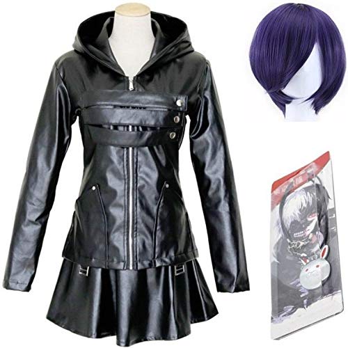 

Костюм для косплея Токийский гуль Киришима Тоука (Набор из 5 предметов) - Включает верх и низ, длинные носки, парик и брелок (Размер XL)