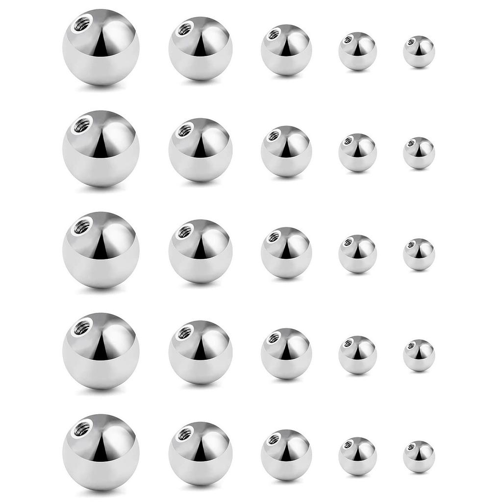 Pack of 25 Threaded Alloy Balls Professional Piercing Tool Suiatble for Industrial Barbell Tongue and Belly Piercings