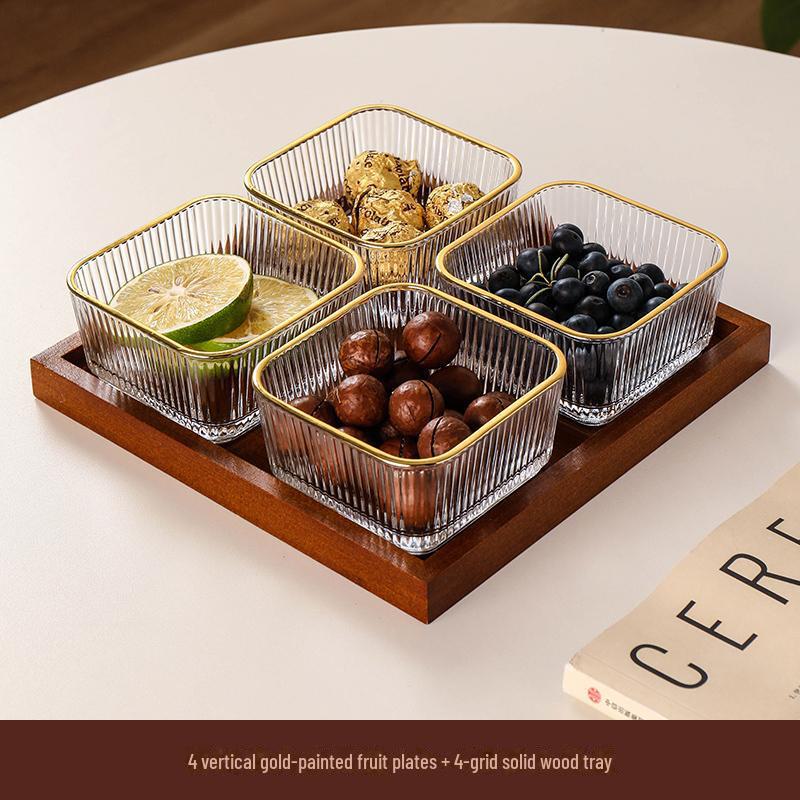 Japanese-Style Glass Fruit and Snack Plate for Living Room Coffee Table