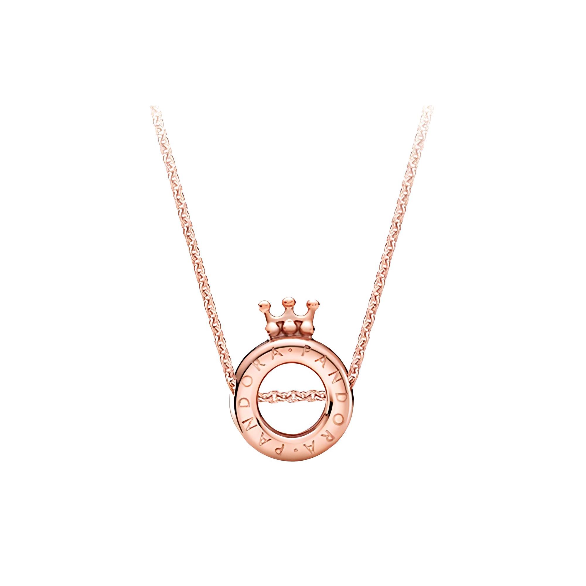 Pandora Rose Gold Crown Necklace Women necklace B801541-45 45