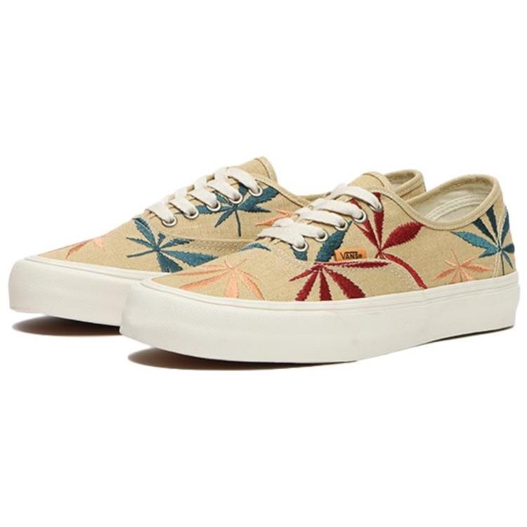 Vans Authentic Low Tops Casual Skateboarding Shoes Unisex Light Brown Embroidered 'Light Brown Red Blue' Men's VN0A5EE2AZB