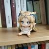 Kawaii Kal Tsit Elf Girl Figure with Cat Ears Twin Braids Sitting PVC Collectible Desktop Ornament Toy