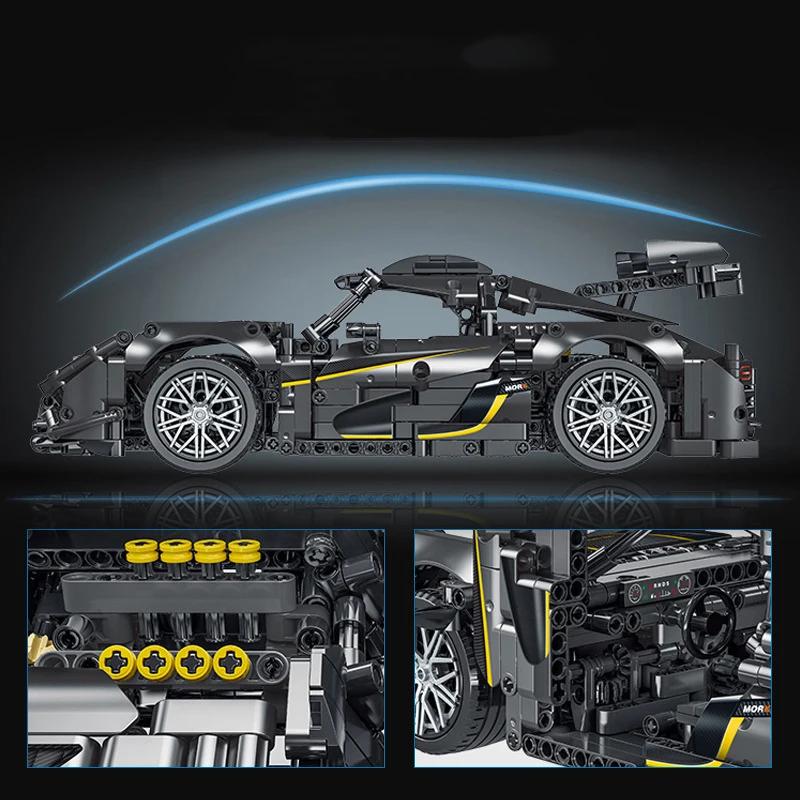 Non-Toxic New Technical Black Race Car Building Blocks Toy Creative Assembly Bricks Educational Stem Puzzle Kids Birthday Christmas Gifts