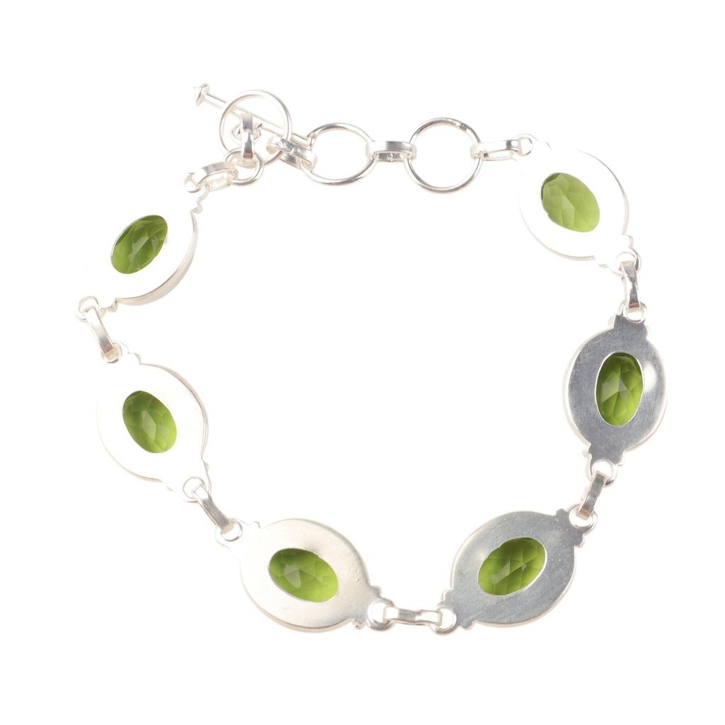 Peridot Gemstone 925 Sterling Silver Jewelry Handmade Bracelet 8.5" Gift For Mom RB-3-9