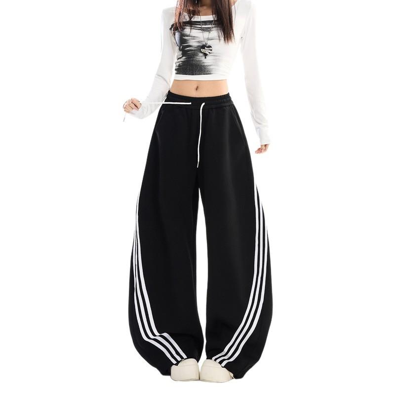 Men Women Loose Fit Striped Track Pants Casual Joggers Streetwear Style Comfortable Wide Leg Sweatpants