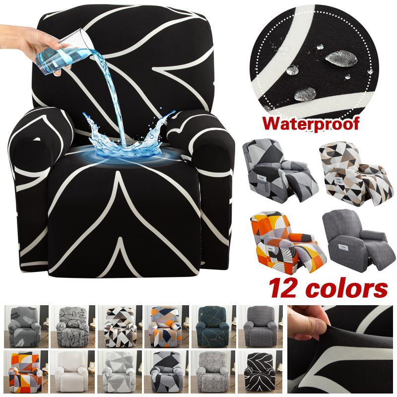 Water-resistant Recliner Cover with Pockets Single Reclining Slipcover 4-Pieces Recliner Sofa Chair Cover Furniture Protector