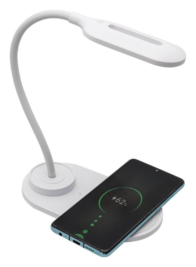 

Denver LQI-55 - LED Table Lamp with Flexible Arm and Wireless Charger, Denver білий