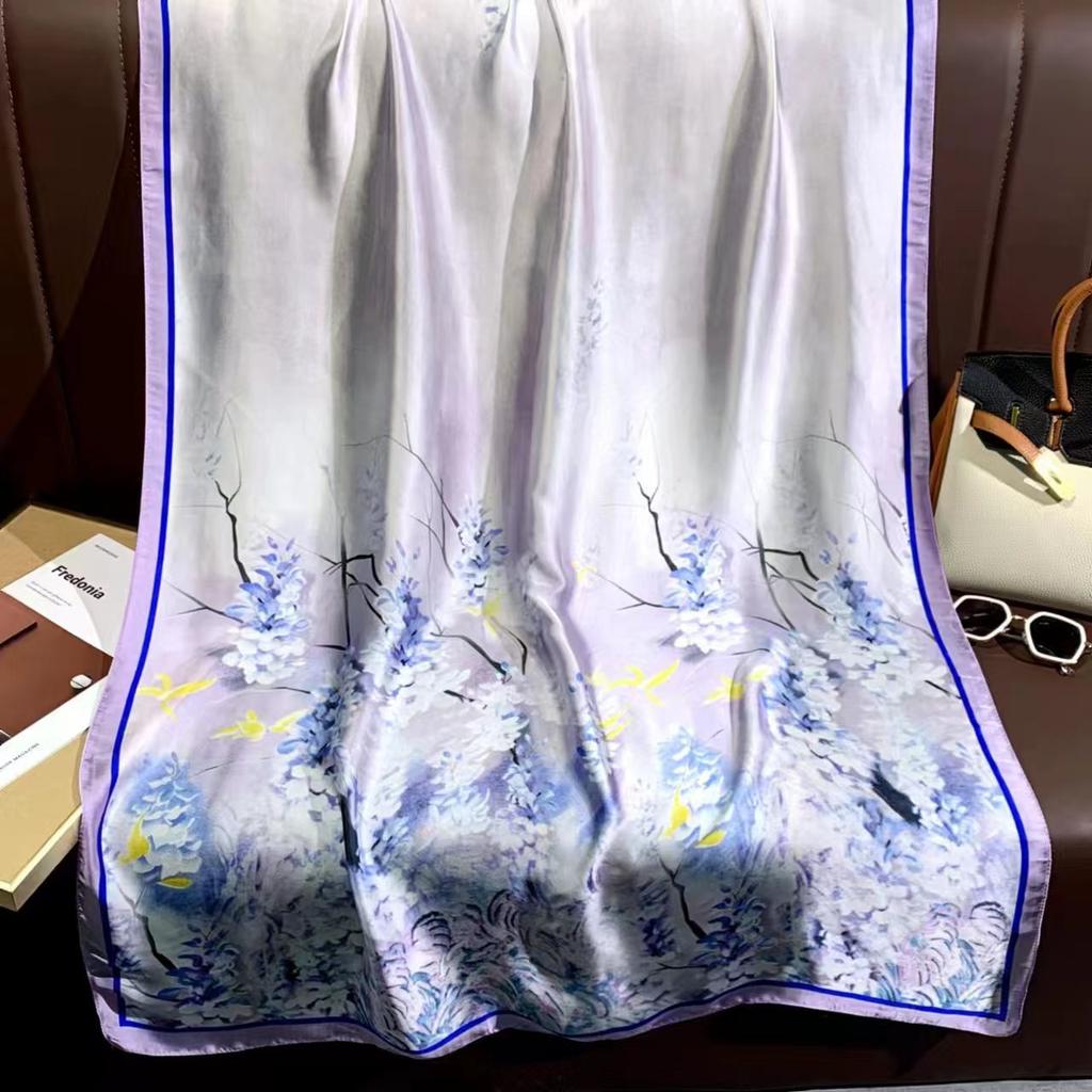 Cashew Fashion Scarf Simulation Silk Colour Blocking Temperament Beach Towel Female Silk Scarf Air Conditioning Shawl Outwear Scarf