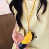 Anti-loss Long Leather Necklace Sweater Chain Pu Leather Key Bag Crescent Moon Key Case  Women