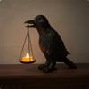 Raven Figurine Lamp Spooky Decor Crow Sculpture Candle Holder Lifelike Details for Horror Fans,