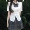 Women's Slim Fit Long Sleeve Shirt Japanese JK College Style Button-Down Blouse Preppy Casual Top