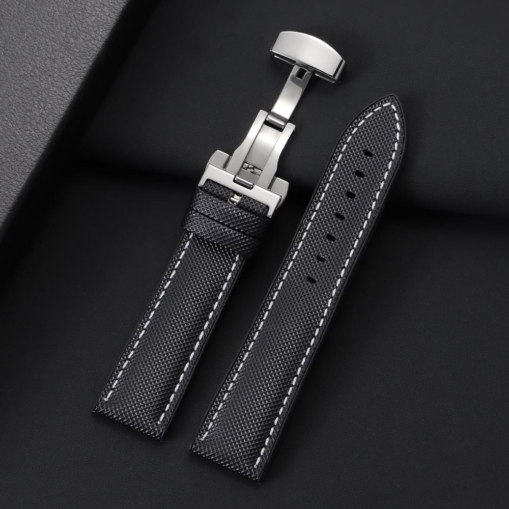 20mm 22mm 24mm Segelduk Nylon Klockarmband för IWC för Omega för Seiko Affärsfjärilsspänne Vattentät Herr Dam Klockband