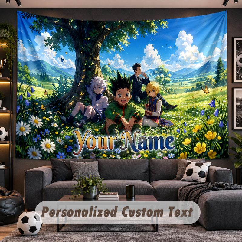 Wall Hanging Tapestry Custom NameHunter × Hunter Pattern Personalized Printed Fabric Wall Decor