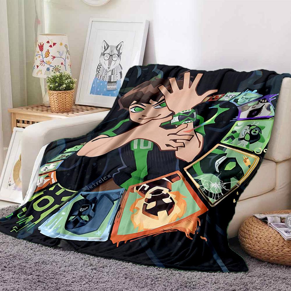 1pc Ben10 Flannel Blanket, Soft Skin-Friendly with Digital Printing, Various Sizes Available for Family, Friends, Birthday, 192