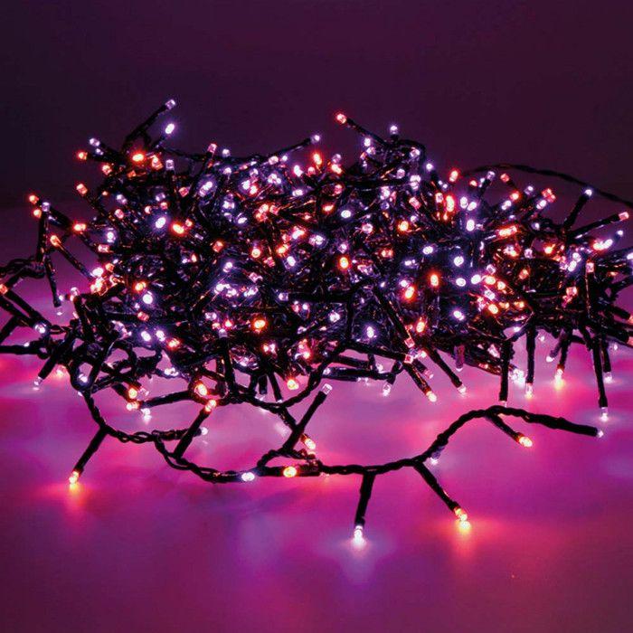 Guirlande LED - GENERIQUE - Compacte - Clignotante - Extérieur - 21m - Violet et Orange