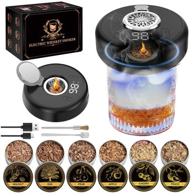 Glass Top Smoker, Electric Home Cocktail Smoker, Whiskey Smoker, Ambient Light, Smoker Set, 6 Types of Wood Chips, Japanese Instruction Manual