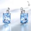 925 Sterling Silver Sky Blue Topaz Gemstone Clip On Earrings Solid For Women Party Birthday Fashion Fine Jewelry Gift