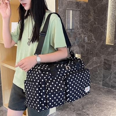 Large Capacity Polka Dot Travel Handbag Oxford Cloth Travel Luggage Bag  Beach Vacation