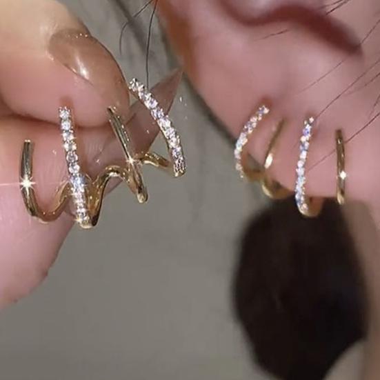 1 Pair Stud Earrings 4 Claws Rhinestones Jewelry Sparkling Korean Style Ear Studs for