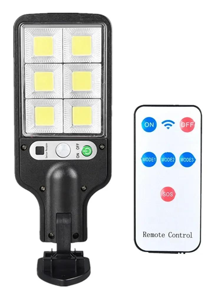 Dimmable Solar Remote Control LED Courtyard Wall Lamp 3 Light Modes Human Body Induction Garden Terrace Garage Door Street Lamp