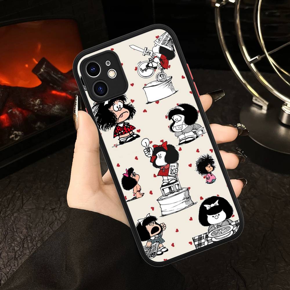Popular Cartoon M-Mafalda Phone Cases For IPhone 16 15 14 Plus 13 12 11 Pro Max Matte Oft Bumper Phone Cover
