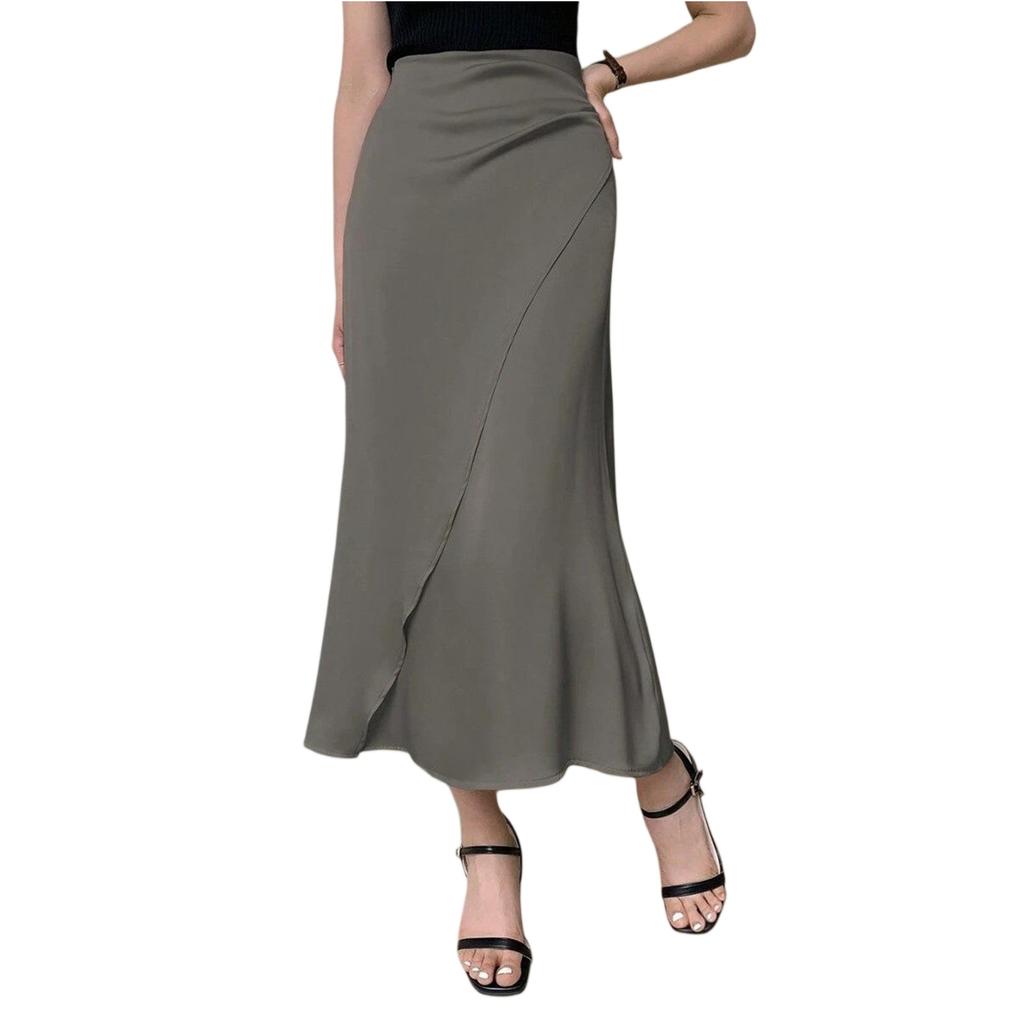 Women's Elegant And Fashionable Knitted -color Midi Skirt