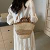 Women Woven Shoulder Bag Zipper Summer Beach Bag Casual Handbag Clutch Purse for Travel Vacation Shopping