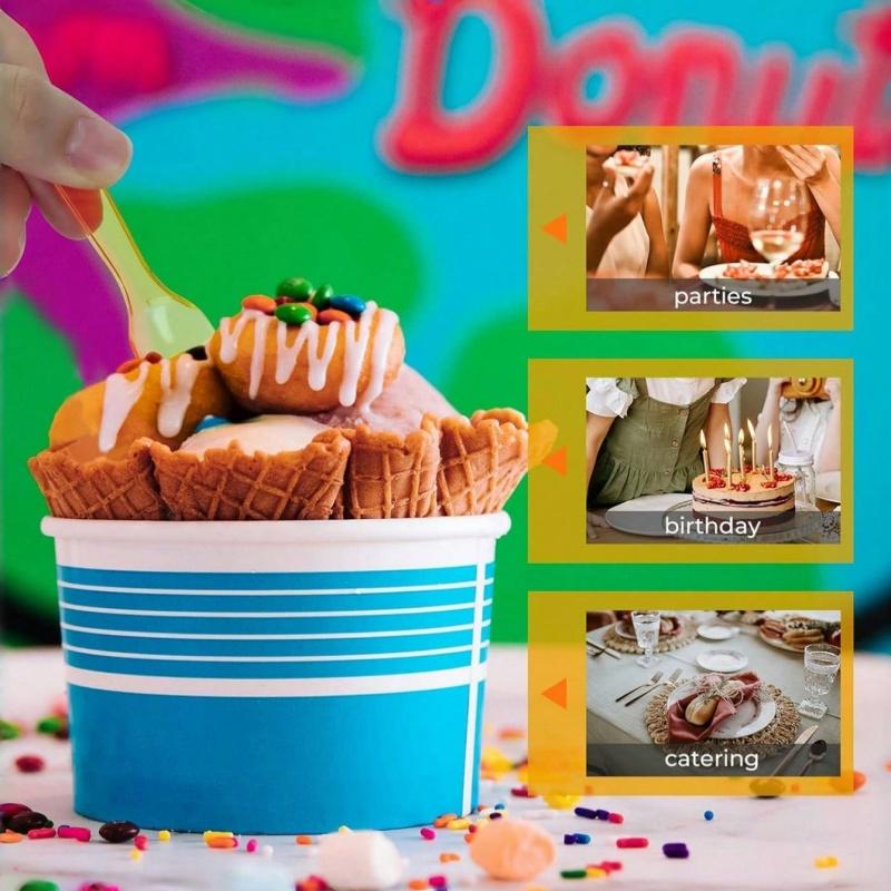 50pcs/100pcs-Colored Taster Spoons, Plastic Mini Spoons Multi-Color, Ice Cream Spoons For Crafts, Tasting, Sampling Color Random