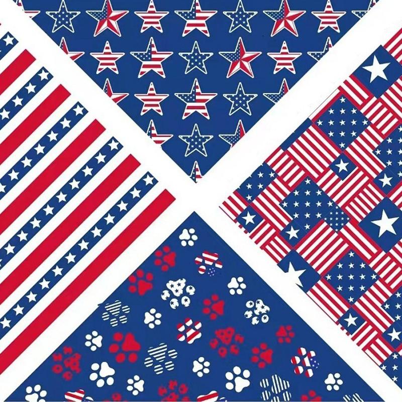 Red White Blue Pet Bandana Reusable Washable Dog Scarf for Independence Day Holiday Party Pet Accessories