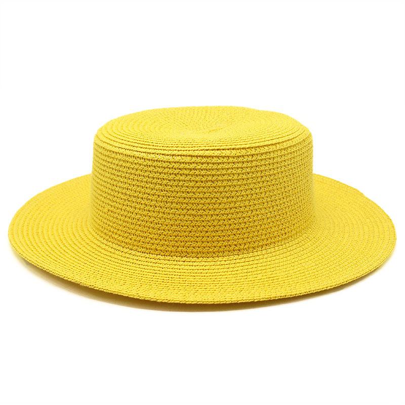 Grass Green Straw Hat Women'S Sky Flat Top Top Hat Seaside Vacation Beach Hat Internet Celebrity Straw Hat Sun Hat