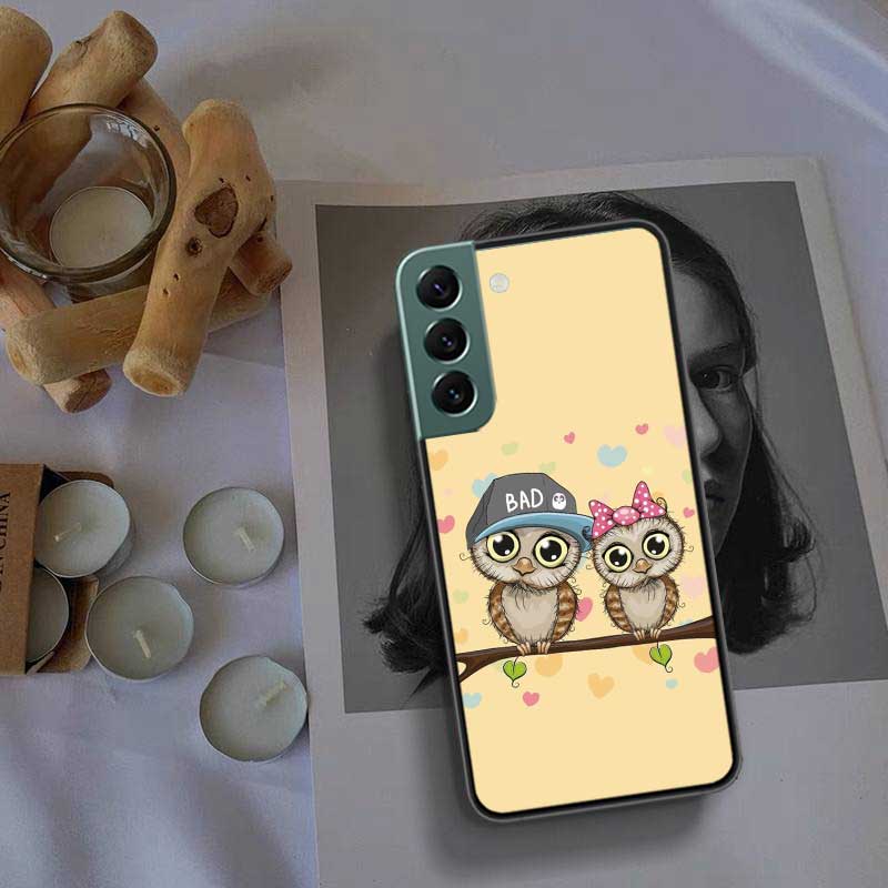 Cute Owl Hearts Lover Christmas Phone For Samsung Galaxy S24 S22 Ultra S21 Plus S20 S23 FE Case S10 S10E S9 S8 S7 Edge Cover Sil