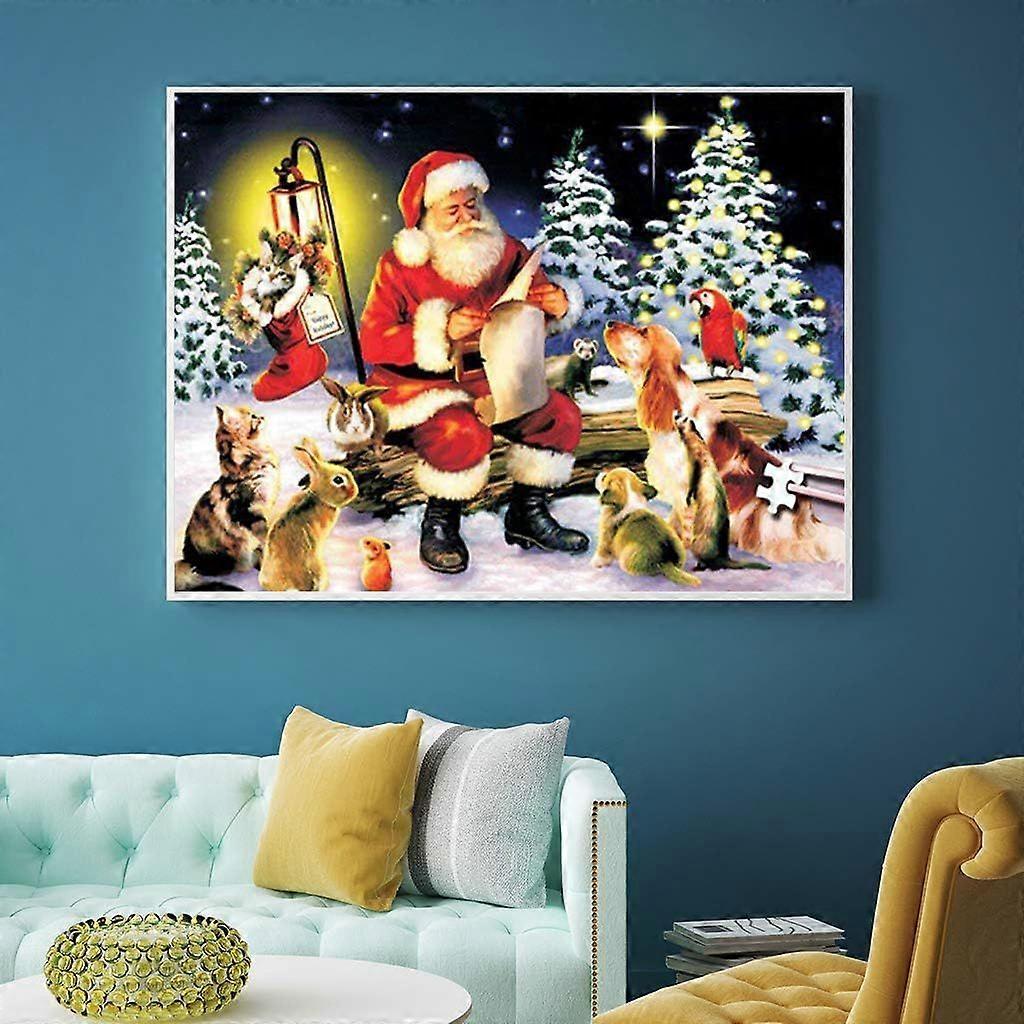 Diamond painted Santa cross stitch