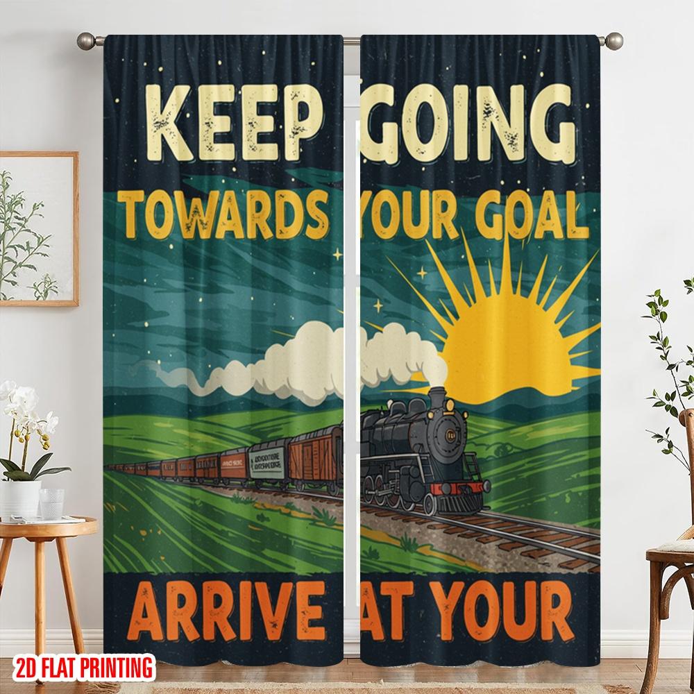 2 Stück 2D Flachdruck Vorhang Weitergehen Ziel Ankommen Ziel Polyester Ohne Strom 0 für Mehrzweckveranstaltung