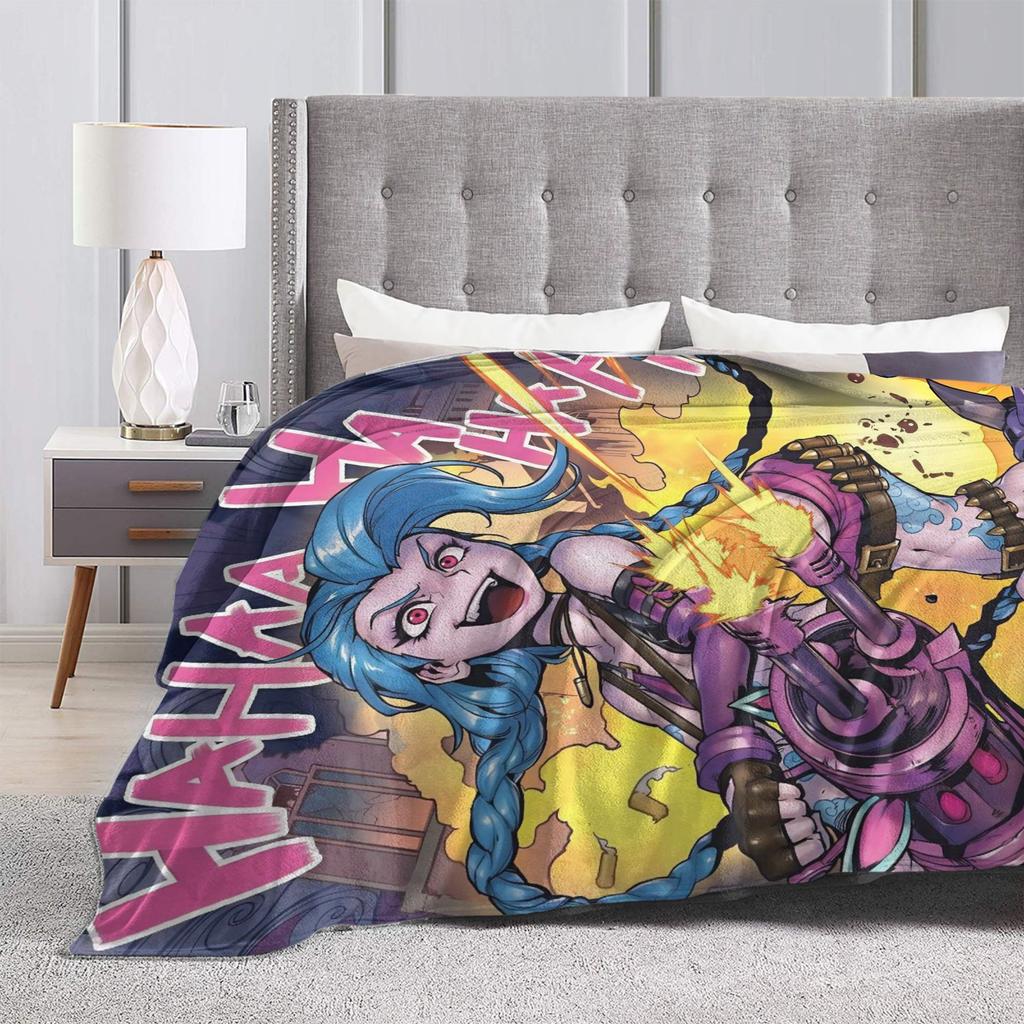 Mantas de Peluche Arcane Vi Jinx Estudiantes Manta de Franela para Sofá Silla Sillón Cama Colcha Súper Cálida Regalo de Cumpleaños