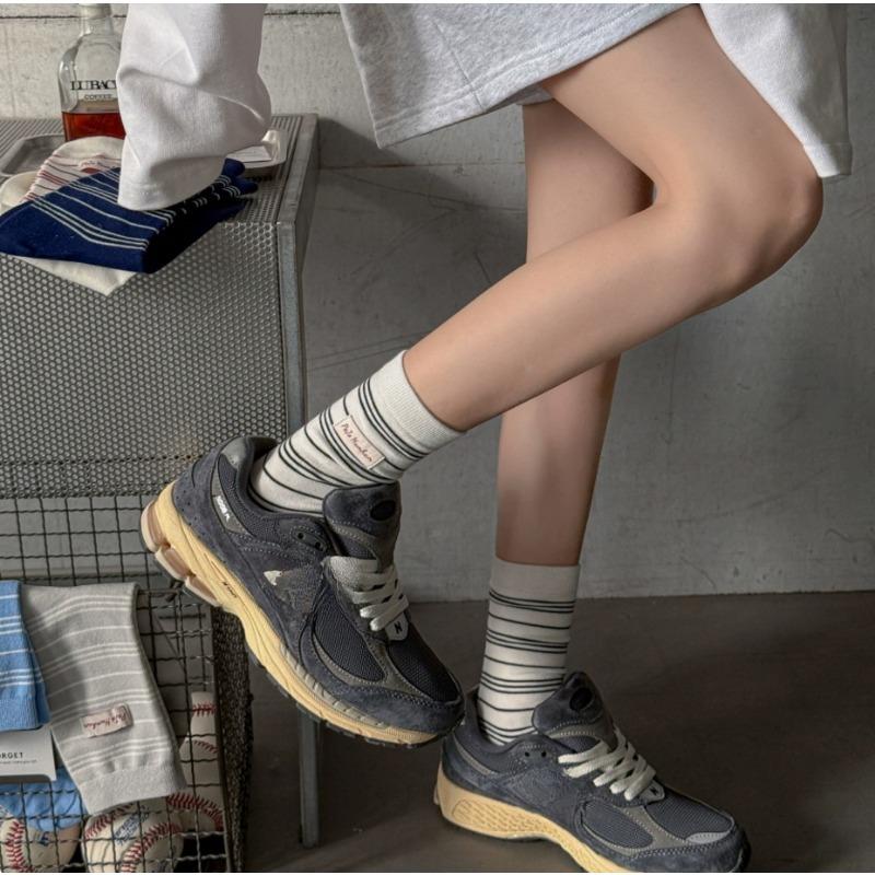 Female Spring and Autumn Pure Cotton Lovely Assorted Stripe Boneless In The Tube Pile Socks