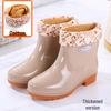 Women's Oxford Sole Waterproof Short Rain Boots - Non-Slip Fashion Outerwear Rubber Shoes