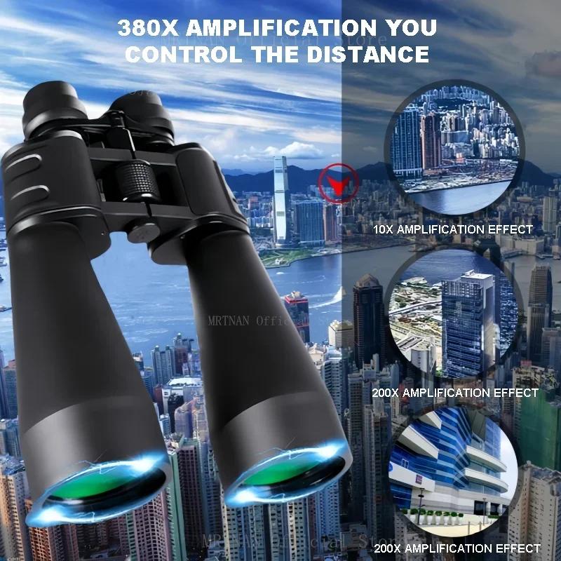 Powerful 10-380x100 Binoculars Long Range Telescope Zoom HD BAK4 High Magnification Professional Monocular for Hunting Tourism