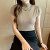 Women's Vest Summer Inner Half High Neck Knit Camisole Top Sleeveless Short Bottom Shirt