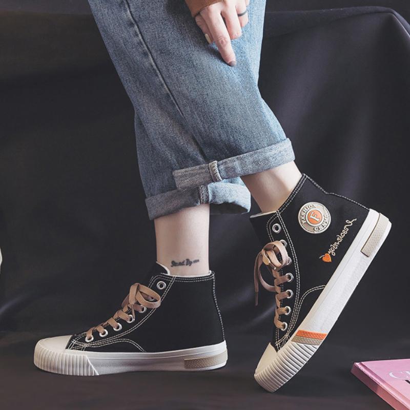 2021 Winter New Plus Velvet Canvas Shoes Women's Casual Walking Shoes Warm Shoes