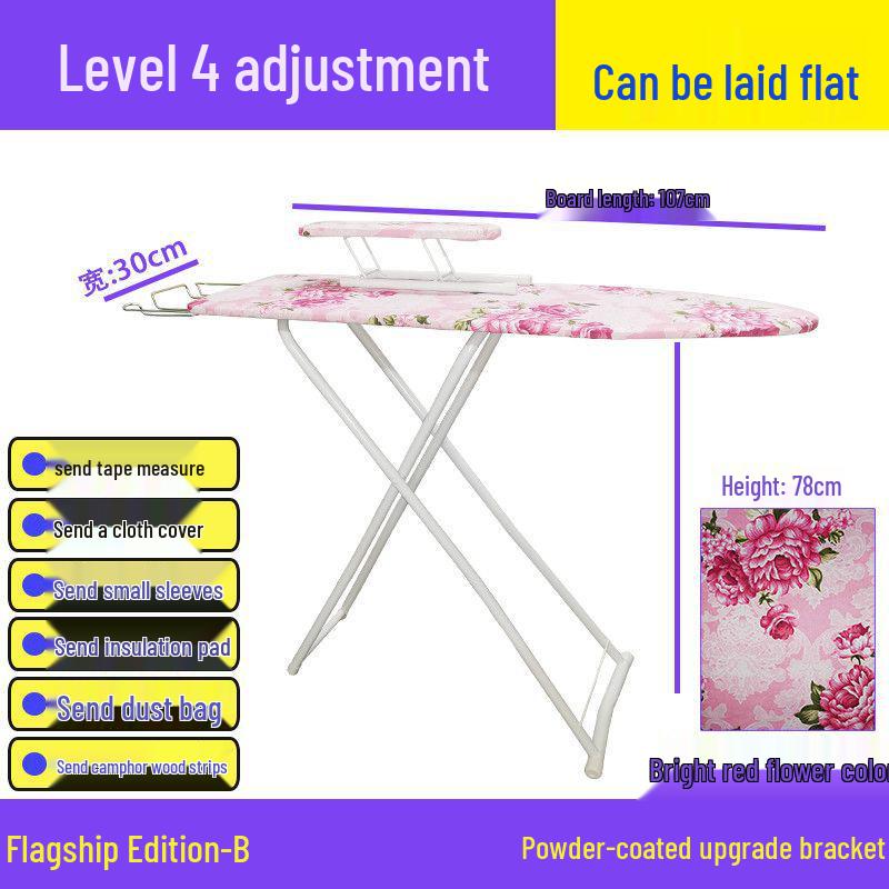 Reinforced Foldable Ironing Board with Handheld Rack - High-Grade Household Accessory