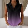 Women's Fashion Casual Print Knit Collared Sleeveless Tank Top